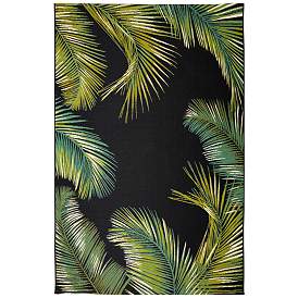 Image1 of Liora Manne Marina Palm Border Indoor/Outdoor Rug Black 3'3" x 4&#