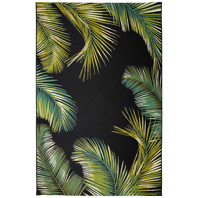 Image 1 Liora Manne Marina Palm Border Indoor/Outdoor Rug Black 4'10" x 7&