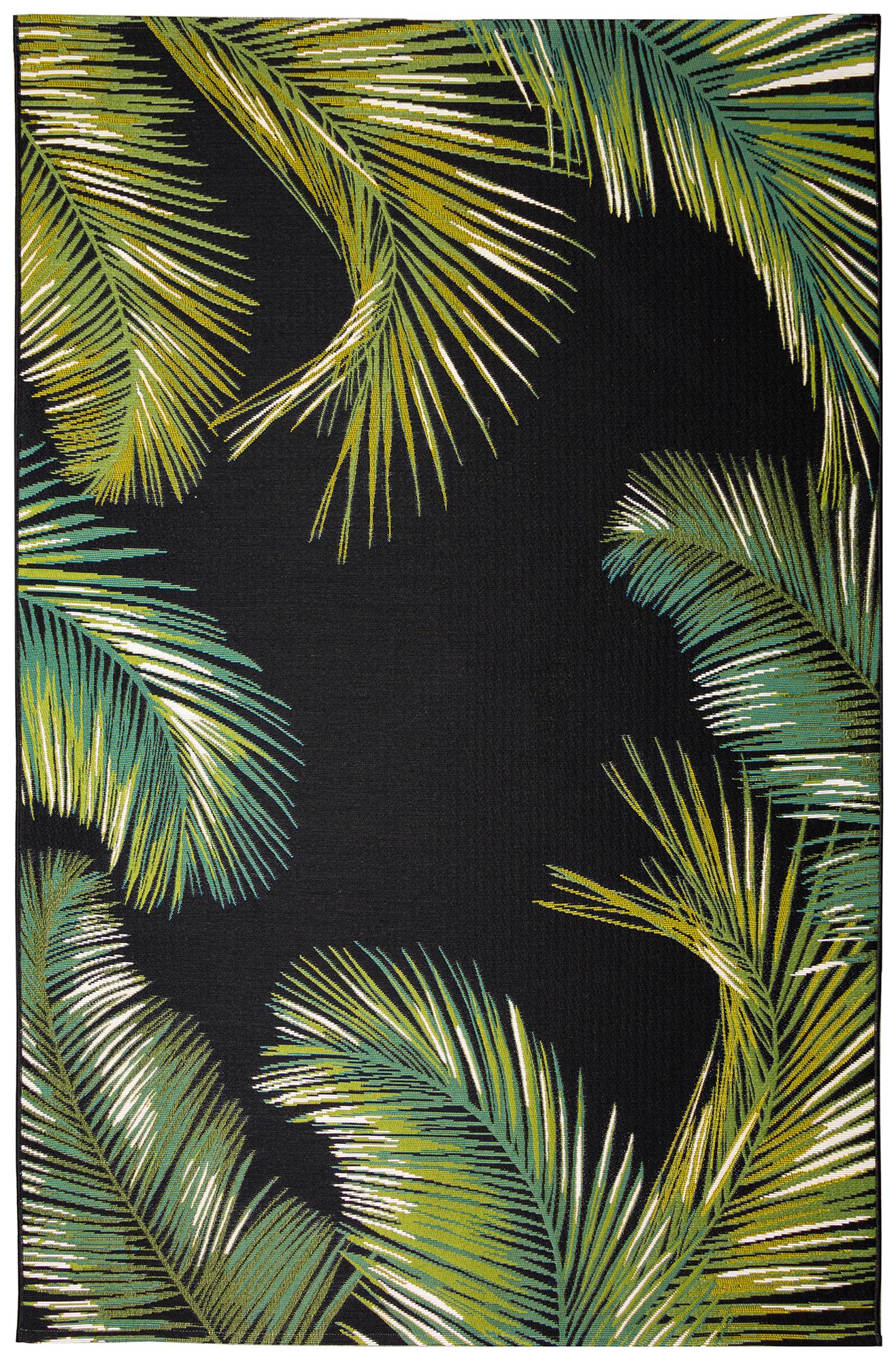 Liora Manne Marina Palm Border Indoor/Outdoor Rug Black 7'10" x 9&