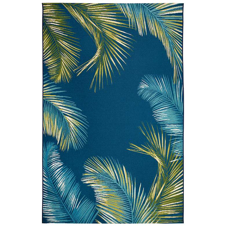 Image 1 Liora Manne Marina Palm Border Indoor/Outdoor Rug Navy 4&#39;10 inch x 7&#