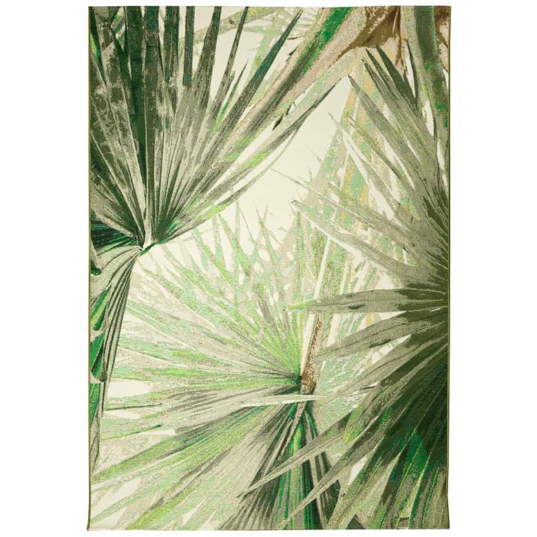 Image 1 Liora Manne Marina Palm Fan Indoor/Outdoor Rug Green 4'10" x 7&#39