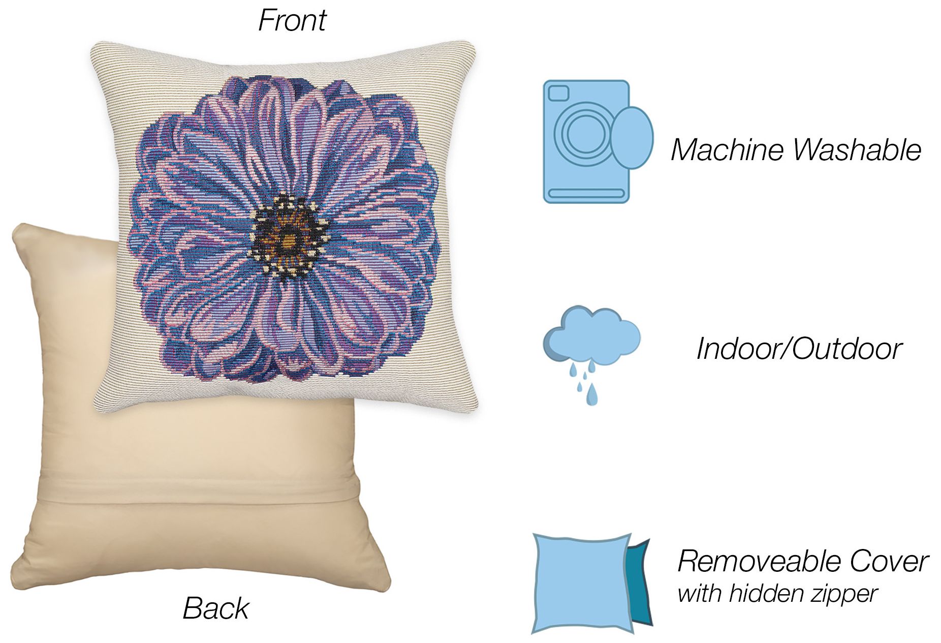 Image 4 Liora Manne Marina Purple Flower Indoor/Outdoor Pillow Purple 18"x18 more views
