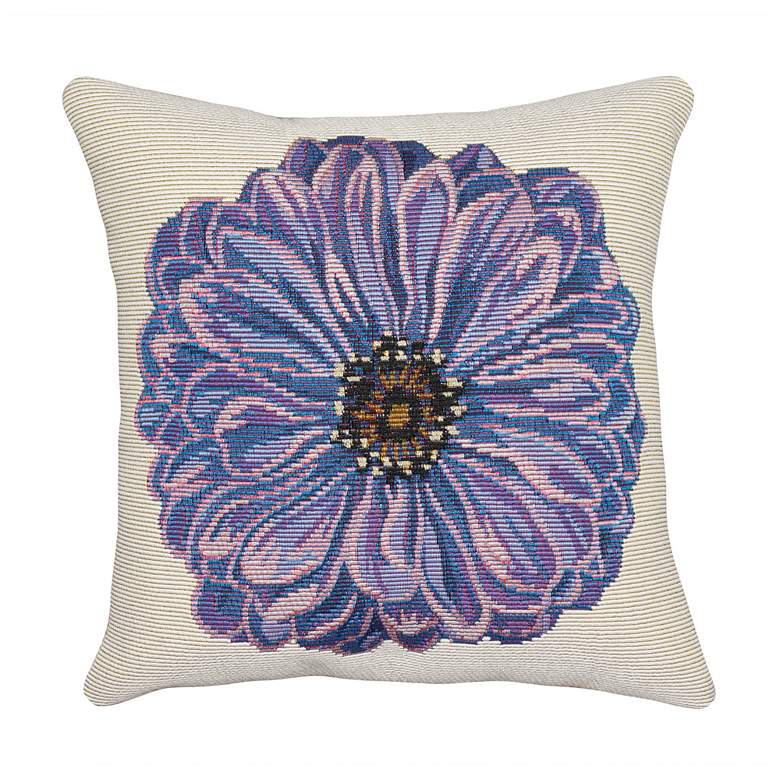 Image 2 Liora Manne Marina Purple Flower Indoor/Outdoor Pillow Purple 18"x18"