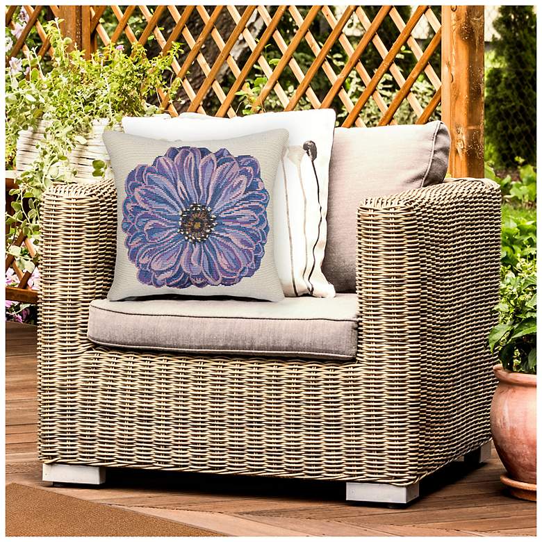 Image 3 Liora Manne Marina Purple Flower Indoor/Outdoor Pillow Purple 18"x18" more views