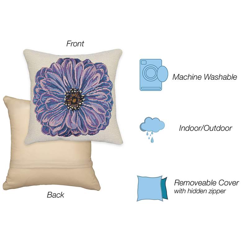 Image 4 Liora Manne Marina Purple Flower Indoor/Outdoor Pillow Purple 18"x18" more views