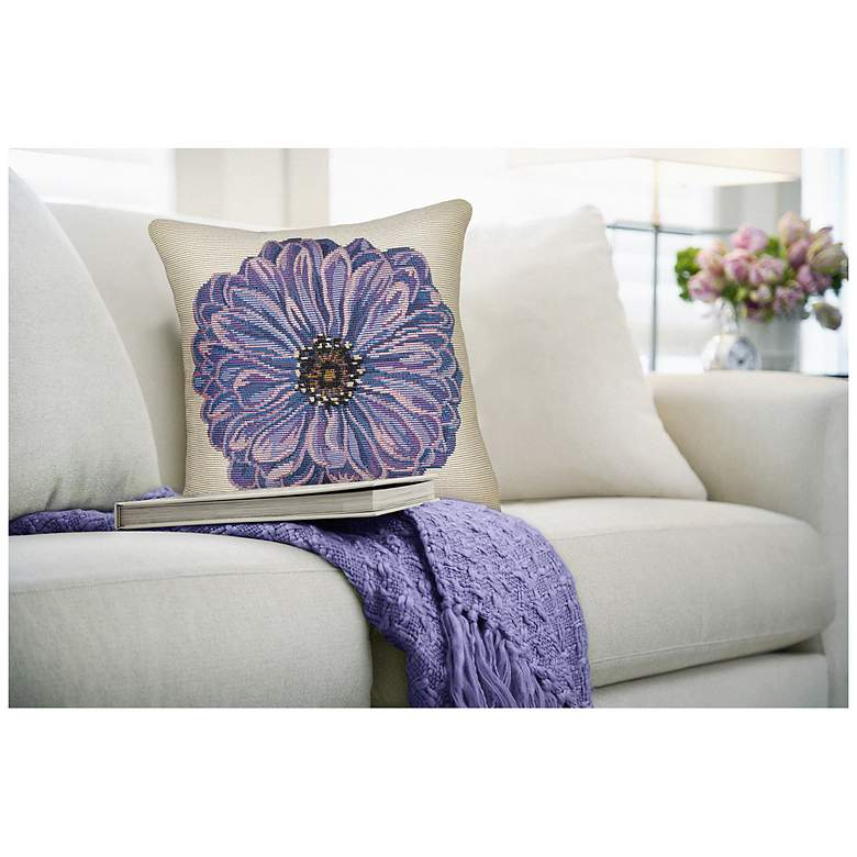 Image 7 Liora Manne Marina Purple Flower Indoor/Outdoor Pillow Purple 18"x18" more views