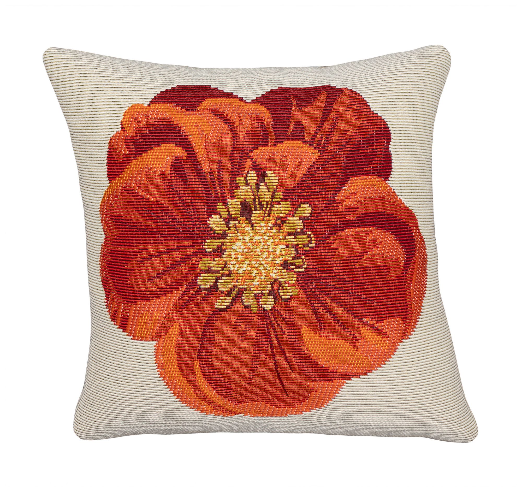 Image 2 Liora Manne Marina Red Flower Indoor/Outdoor Pillow Red 18"x18"