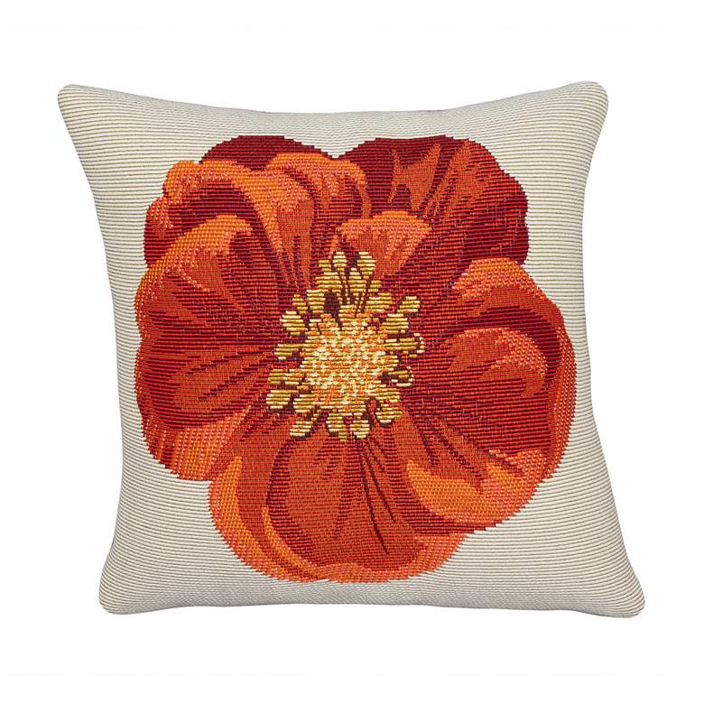 Image 1 Liora Manne Marina Red Flower Indoor/Outdoor Pillow Red 18"x18"