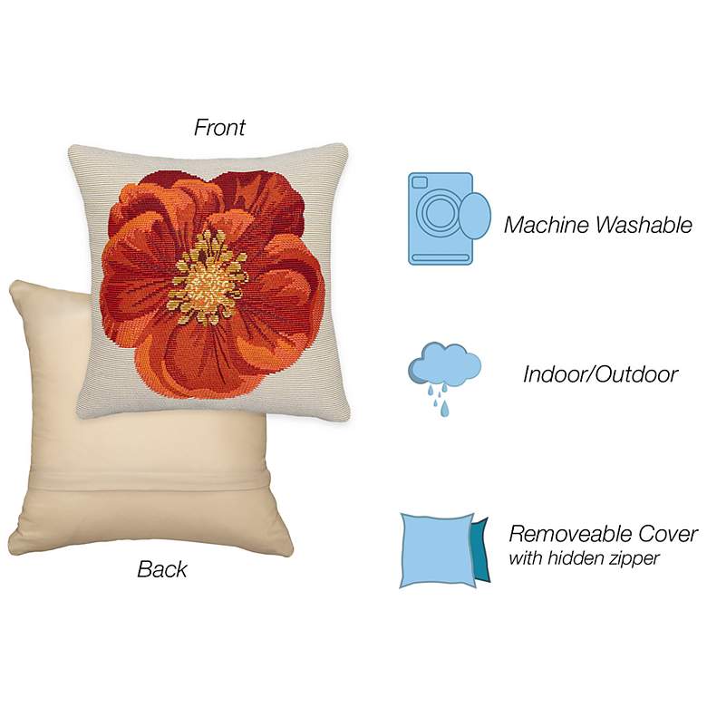 Image 4 Liora Manne Marina Red Flower Indoor/Outdoor Pillow Red 18"x18" more views