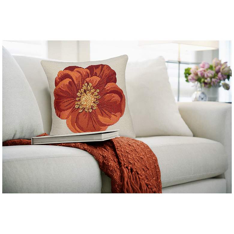 Image 7 Liora Manne Marina Red Flower Indoor/Outdoor Pillow Red 18"x18" more views