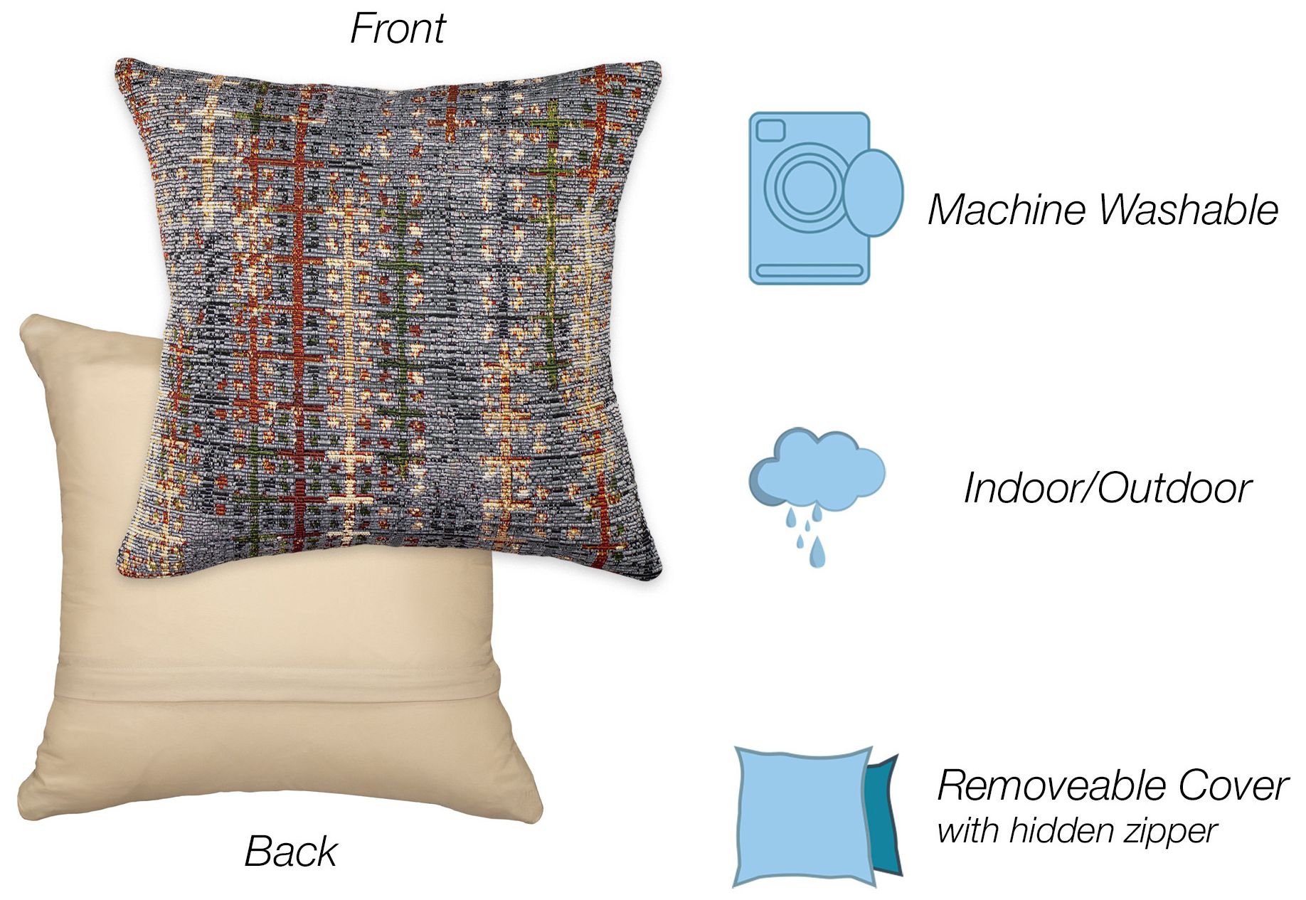 Image 4 Liora Manne Marina Sienna Indoor/Outdoor Pillow Black 18"x18" more views
