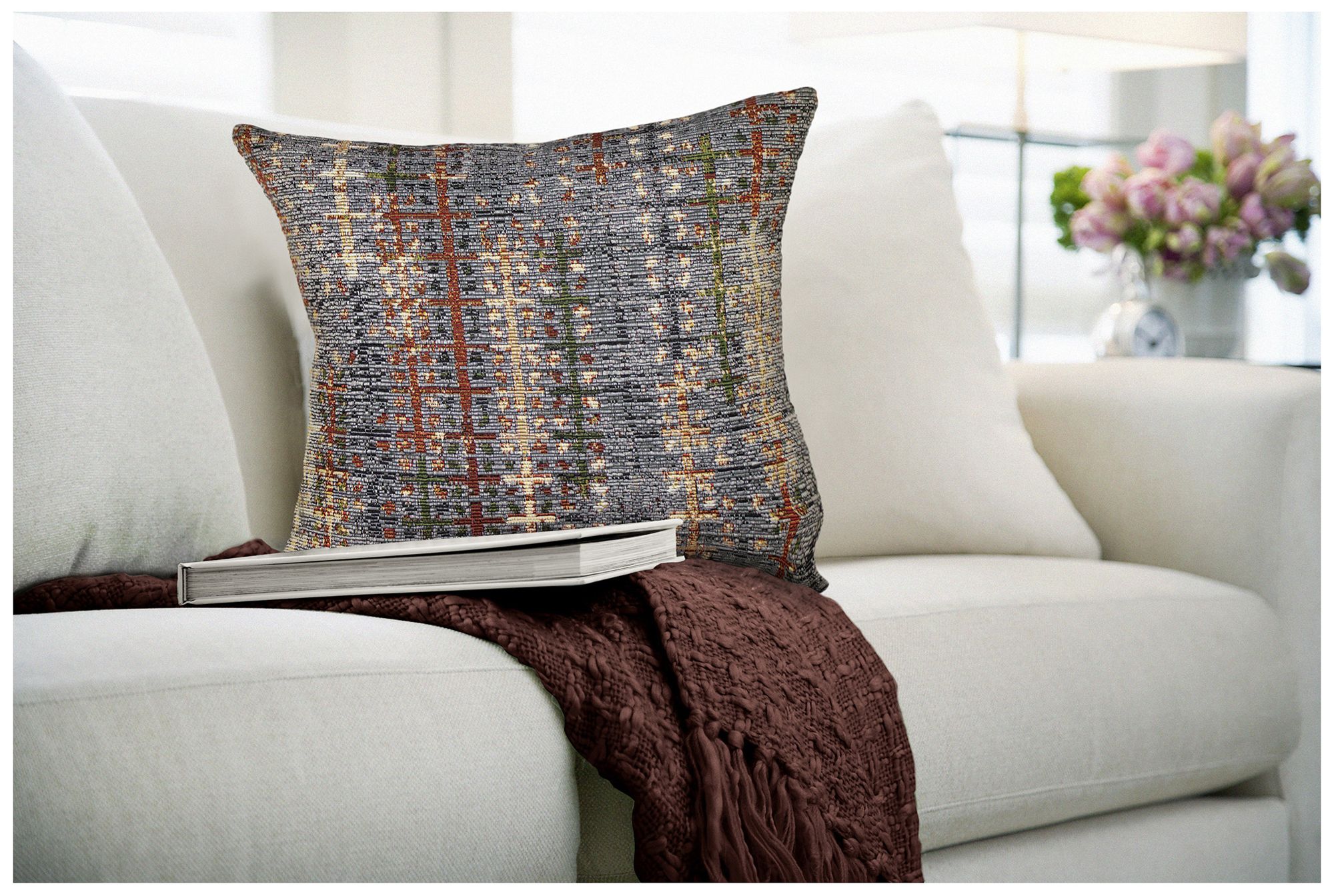 Liora Manne Marina Sienna Indoor/Outdoor Pillow Black 18"x18"