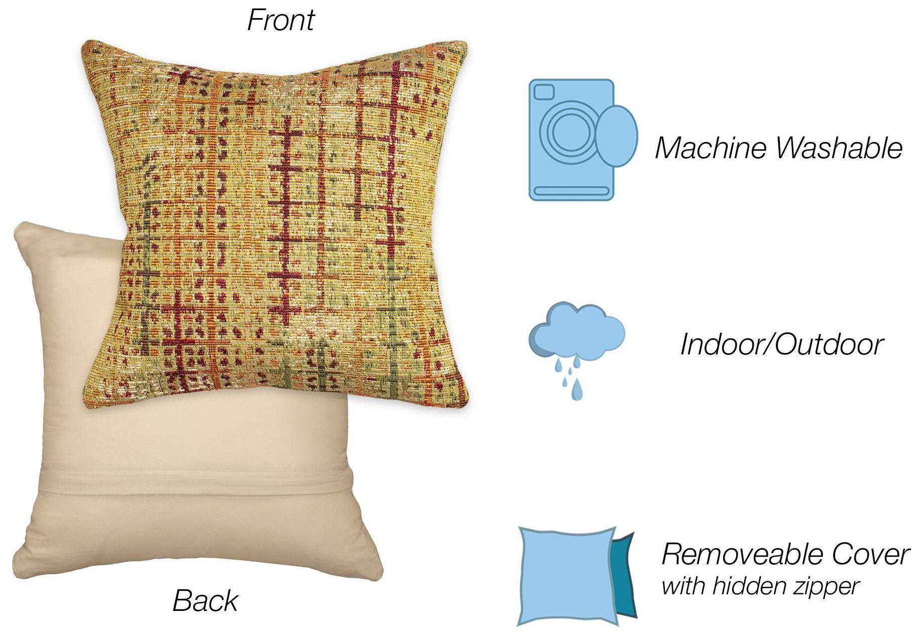 Image 4 Liora Manne Marina Sienna Indoor/Outdoor Pillow Gold 12"x18" more views