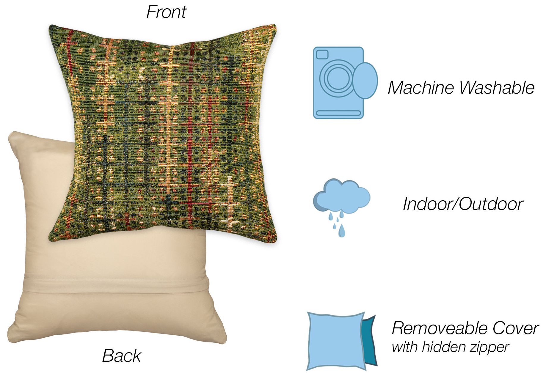 Image 3 Liora Manne Marina Sienna Indoor/Outdoor Pillow Green 12"x18" more views