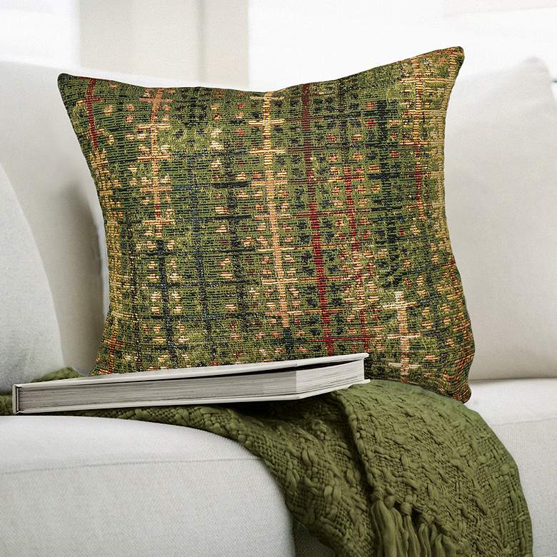 Image 1 Liora Manne Marina Sienna Indoor/Outdoor Pillow Green 18"x18"