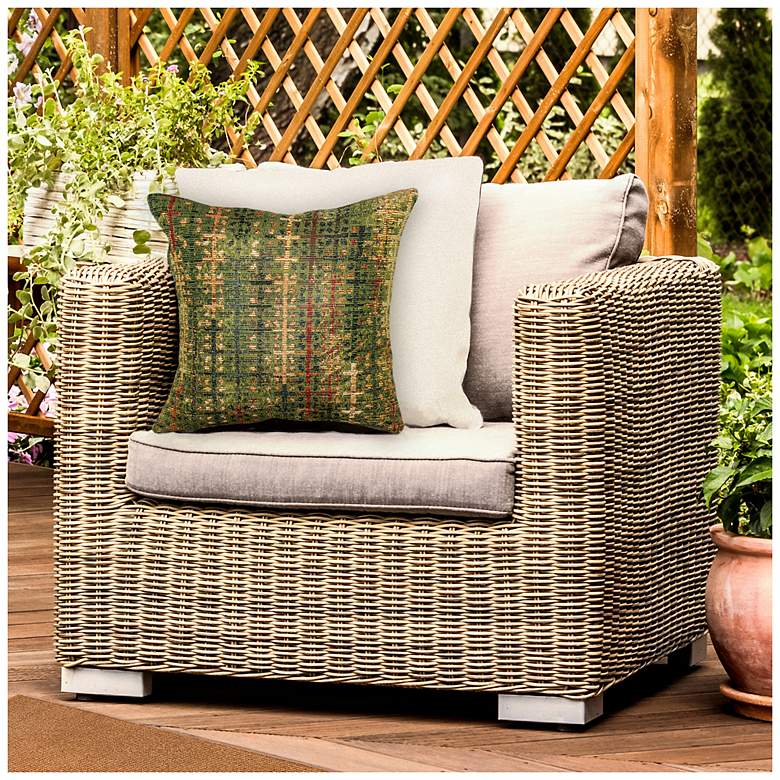 Image 3 Liora Manne Marina Sienna Indoor/Outdoor Pillow Green 18"x18" more views
