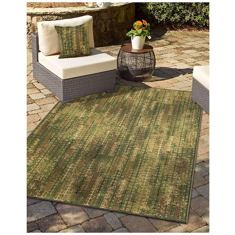 Image 7 Liora Manne Marina Sienna Indoor/Outdoor Pillow Green 18"x18" more views