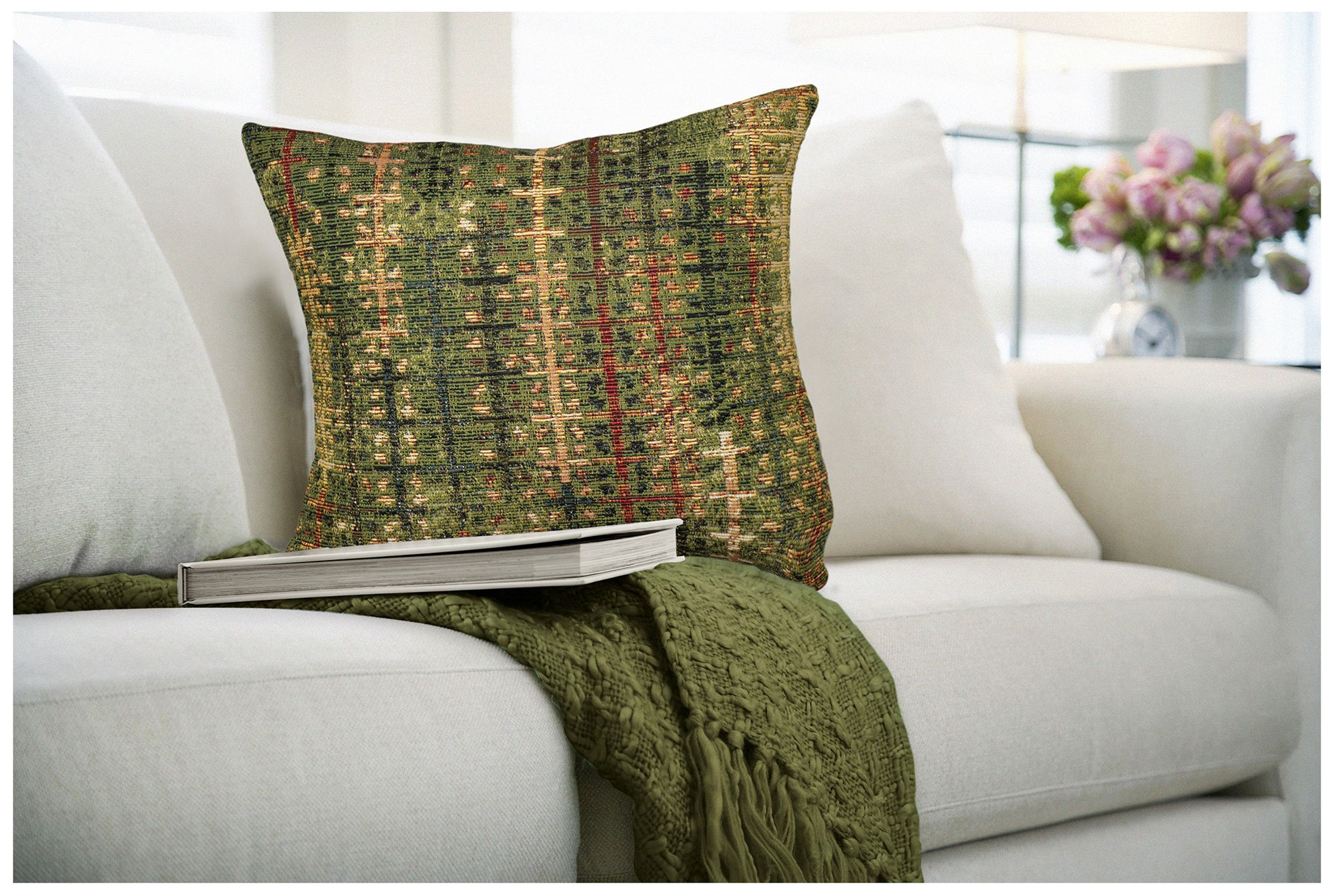 Liora Manne Marina Sienna Indoor/Outdoor Pillow Green 18"x18"