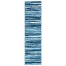 Image1 of Liora Manne Marina Stripes Indoor/Outdoor Rug China Blue 1'11" x 7