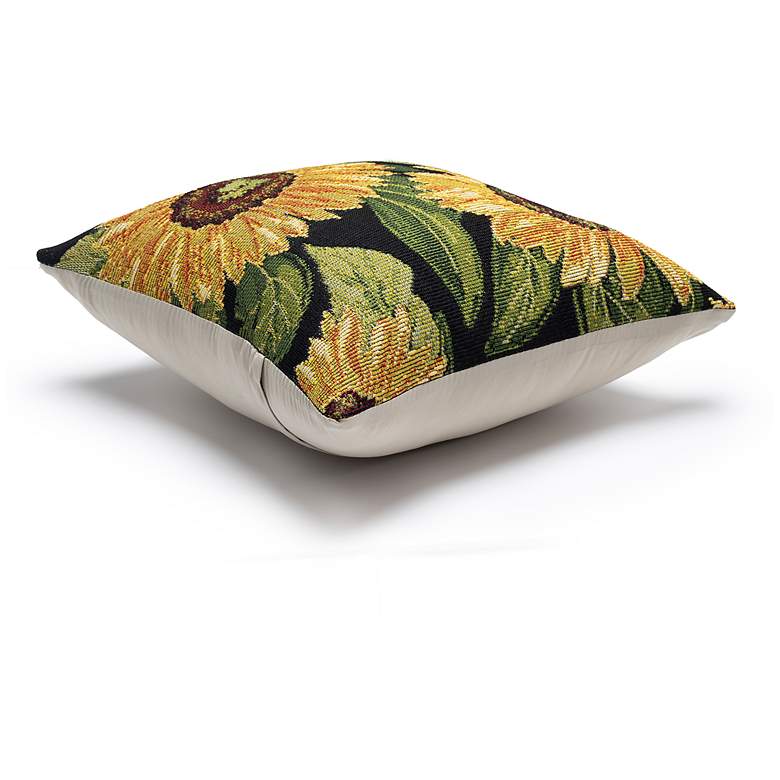 Image 6 Liora Manne Marina Sunflowers Indoor/Outdoor Pillow Black 18"x18" more views