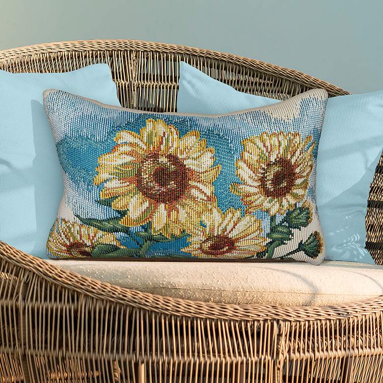 Image 1 Liora Manne Marina Sunny Day Indoor/Outdoor Pillow Blue 12"x18"