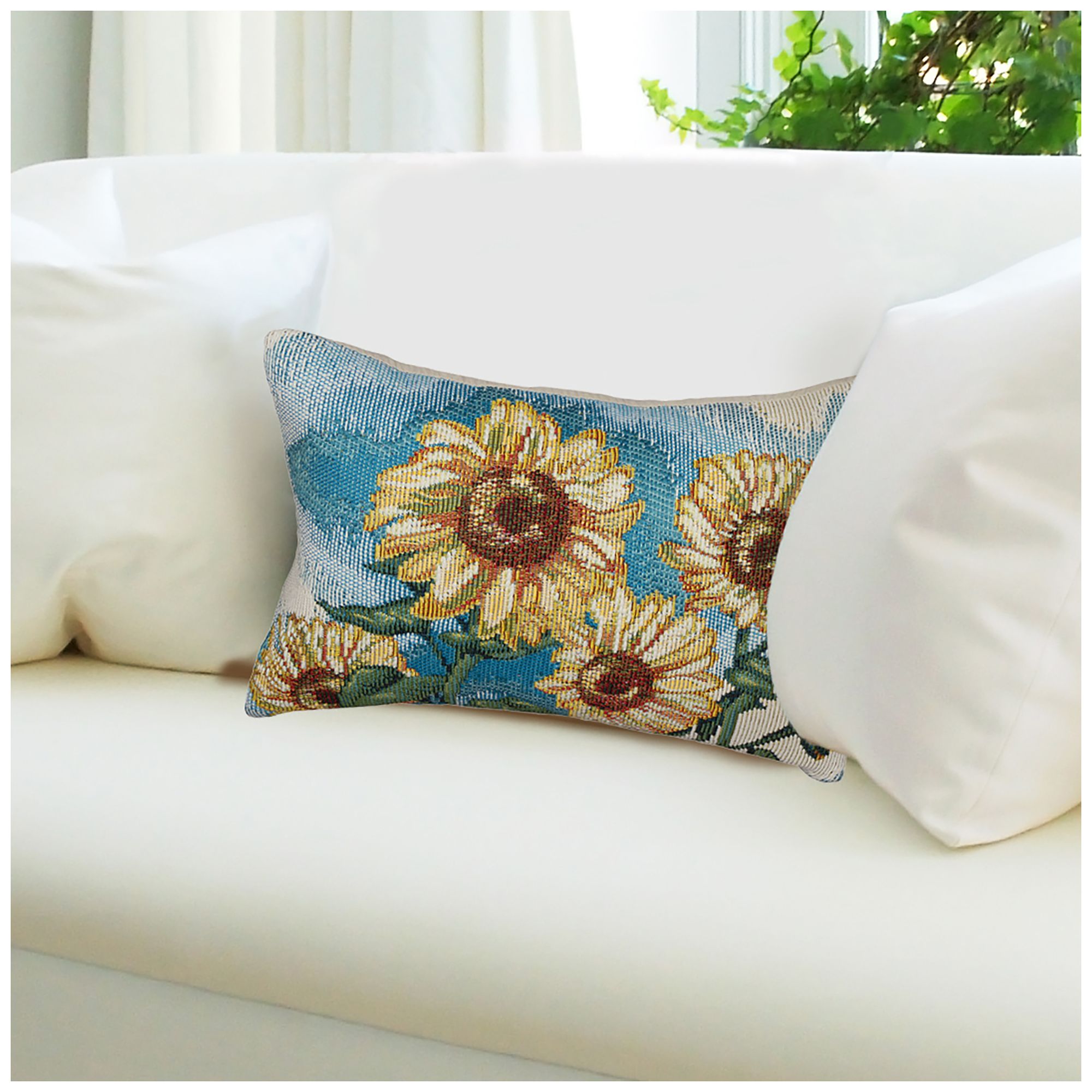 Liora Manne Marina Sunny Day Indoor/Outdoor Pillow Blue 12"x18"