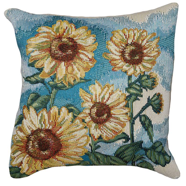 Image 1 Liora Manne Marina Sunny Day Indoor/Outdoor Pillow Blue 18"x18"