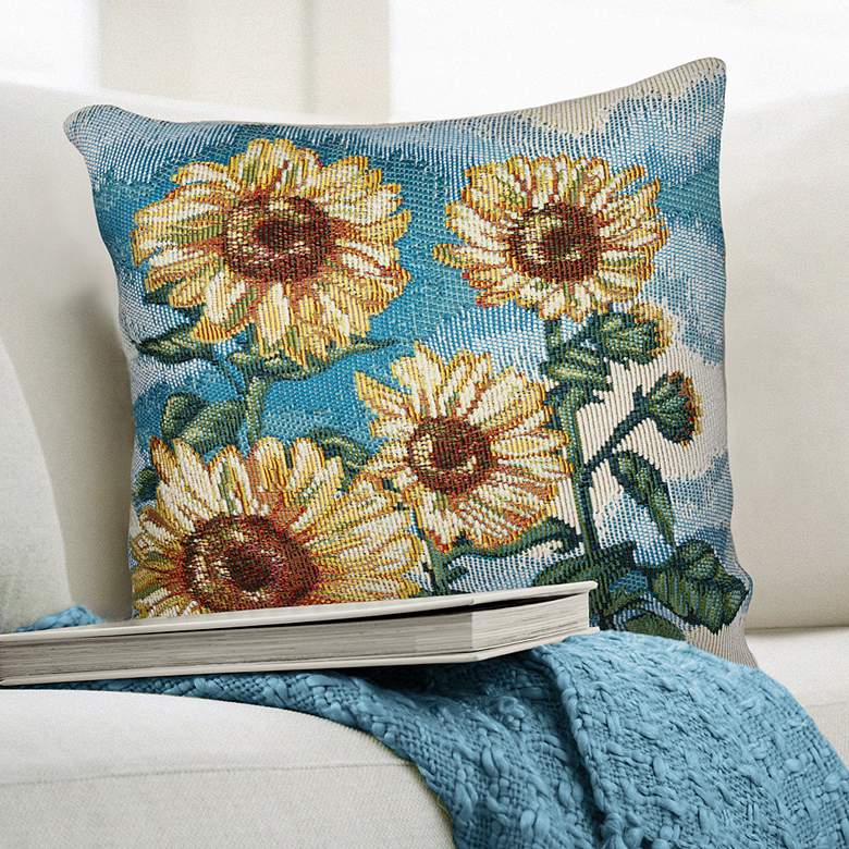 Image 1 Liora Manne Marina Sunny Day Indoor/Outdoor Pillow Blue 18"x18"