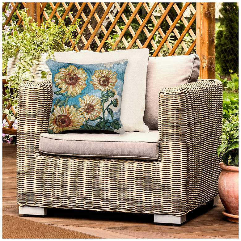 Image 3 Liora Manne Marina Sunny Day Indoor/Outdoor Pillow Blue 18"x18" more views