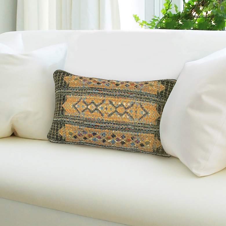 Image 5 Liora Manne Marina Tribal Stripe Indoor/Outdoor Pillow Green 12" x 18& more views