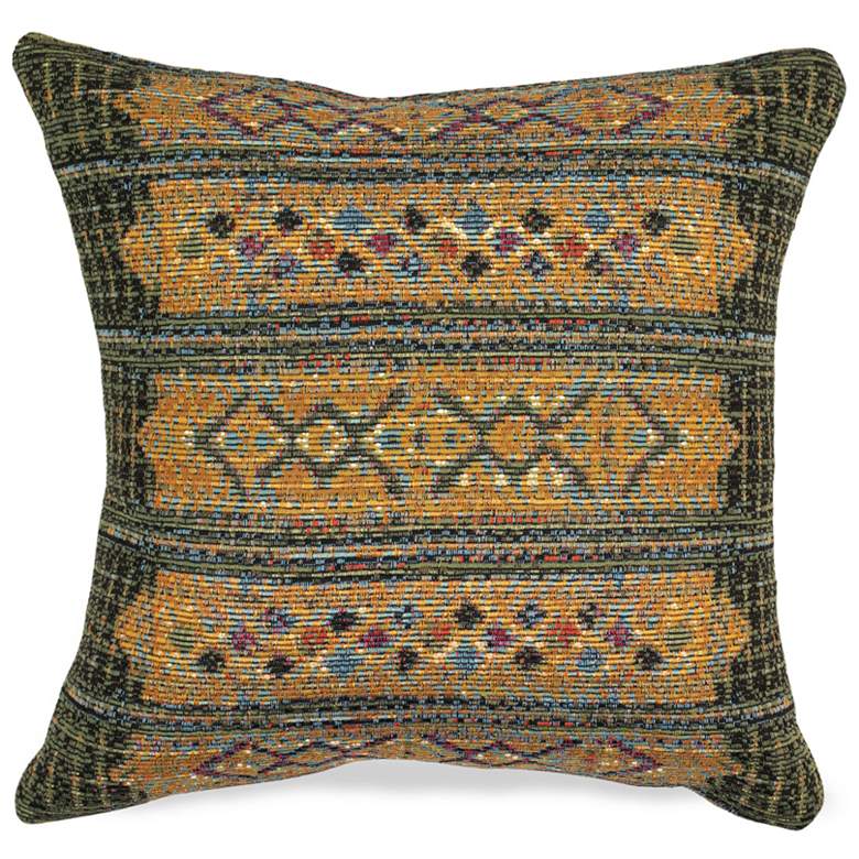 Image 1 Liora Manne Marina Tribal Stripe Indoor/Outdoor Pillow Green 18 inch x 18&