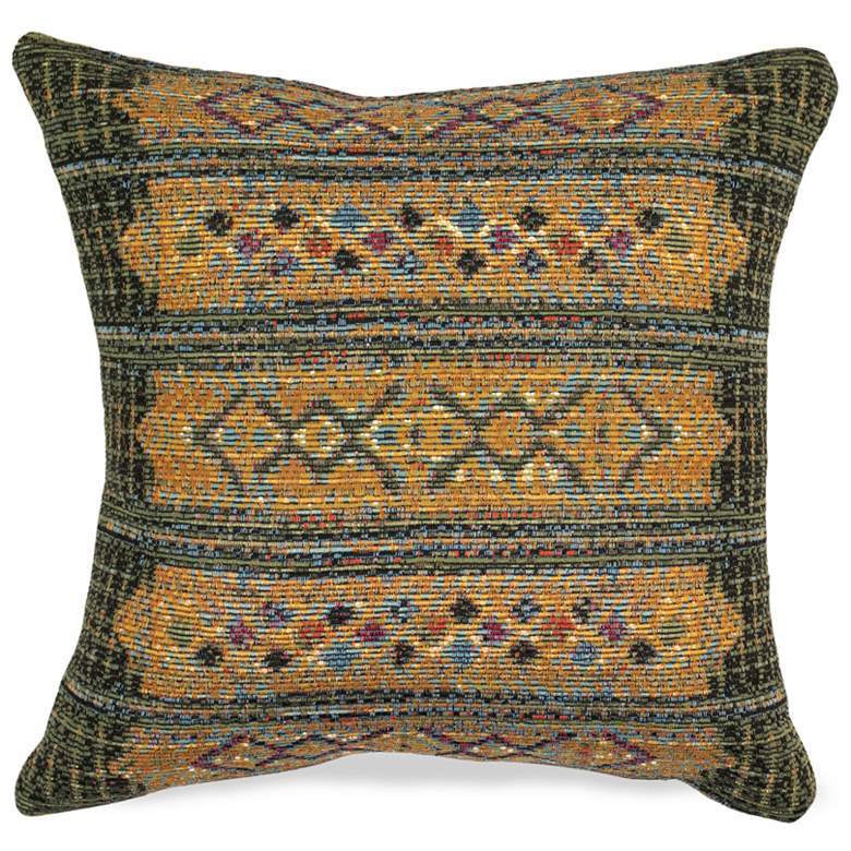 Image 1 Liora Manne Marina Tribal Stripe Indoor/Outdoor Pillow Green 18" x 18&