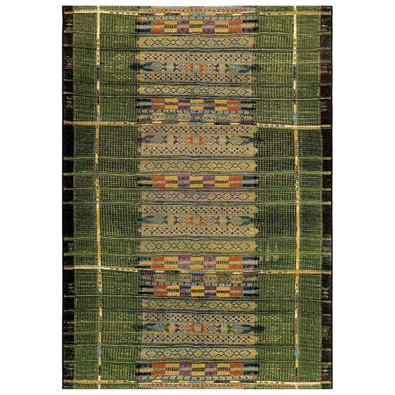 Image 1 Liora Manne Marina Tribal Stripe Indoor/Outdoor Rug Green 4'10" x 