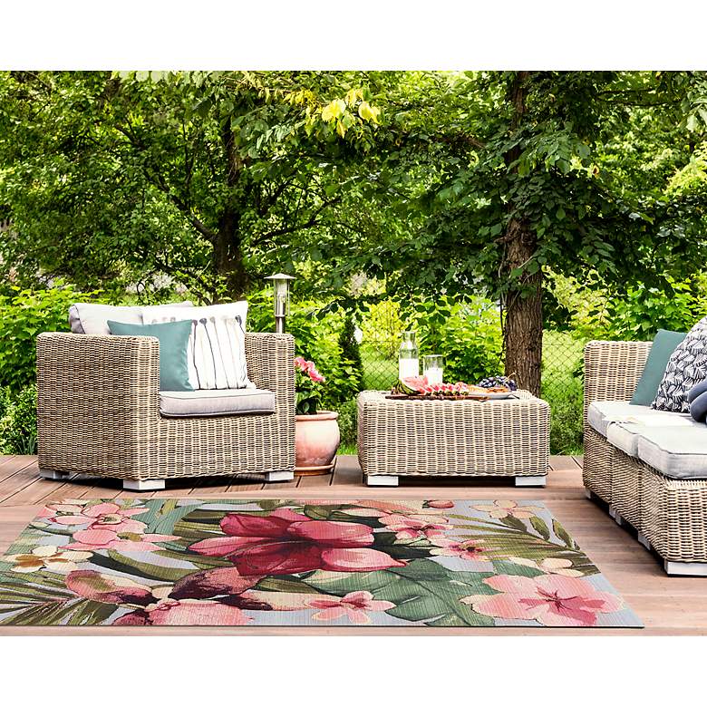 Image 3 Liora Manne Marina Tropical Floral Indoor/Outdoor Rug Multi 4'10" more views