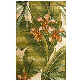 Image1 of Liora Manne Marina Tropical Leaf Indoor/Outdoor Rug Cream 2'7" x 4