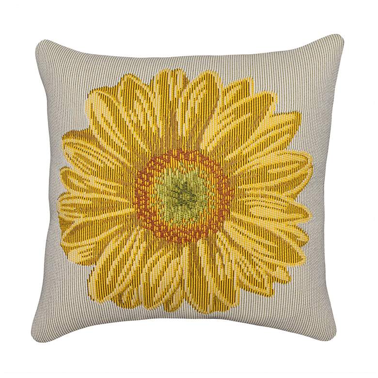Image 2 Liora Manne Marina Yellow Flower Indoor/Outdoor Pillow Yellow 18"x18"