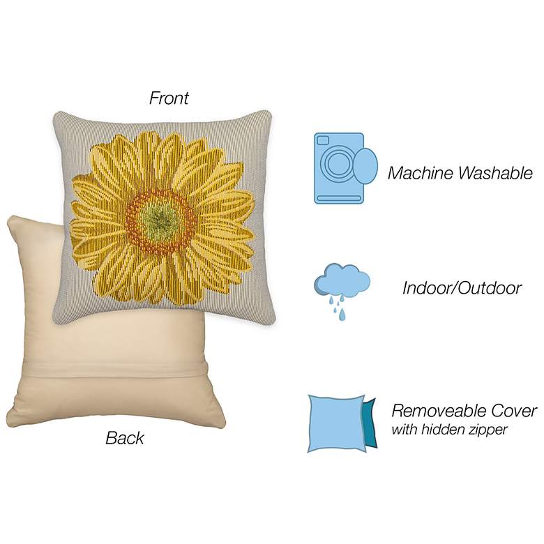 Image 4 Liora Manne Marina Yellow Flower Indoor/Outdoor Pillow Yellow 18"x18" more views
