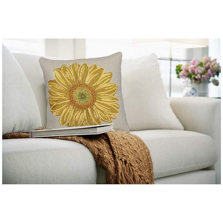 Image 7 Liora Manne Marina Yellow Flower Indoor/Outdoor Pillow Yellow 18"x18" more views