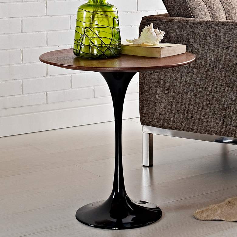 Image 1 Lippa 19 1/2 inch High Black Finish Round Modern Side Table