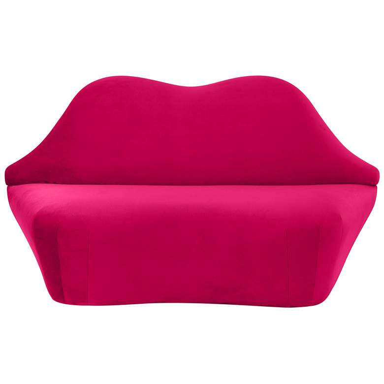 Image 5 Lips Hot Pink Velvet Fabric Settee more views