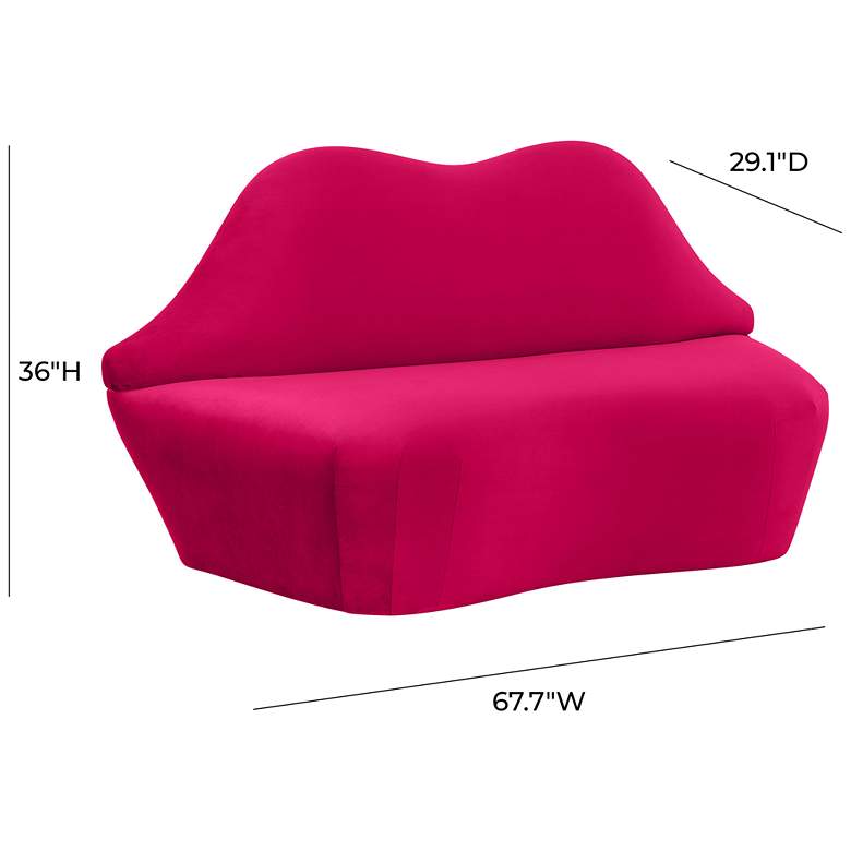 Image 7 Lips Hot Pink Velvet Fabric Settee more views
