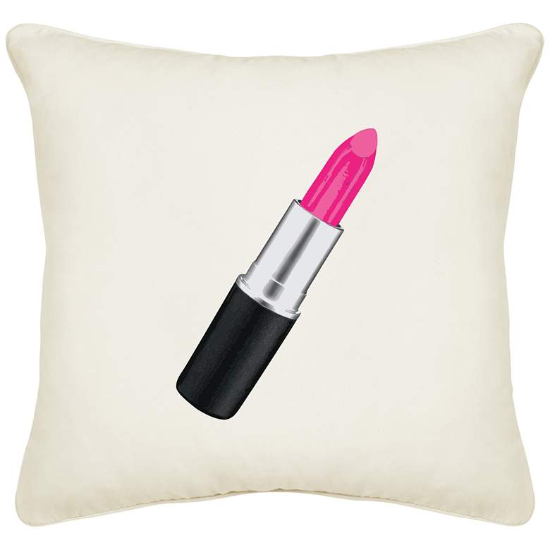 Image 1 Lipstick Cream Canvas 18 inch Square Pillow