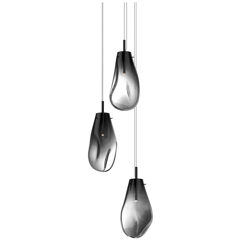 Image 1 Liquid 22.5" Wide 3-Light Satin Black Pendant