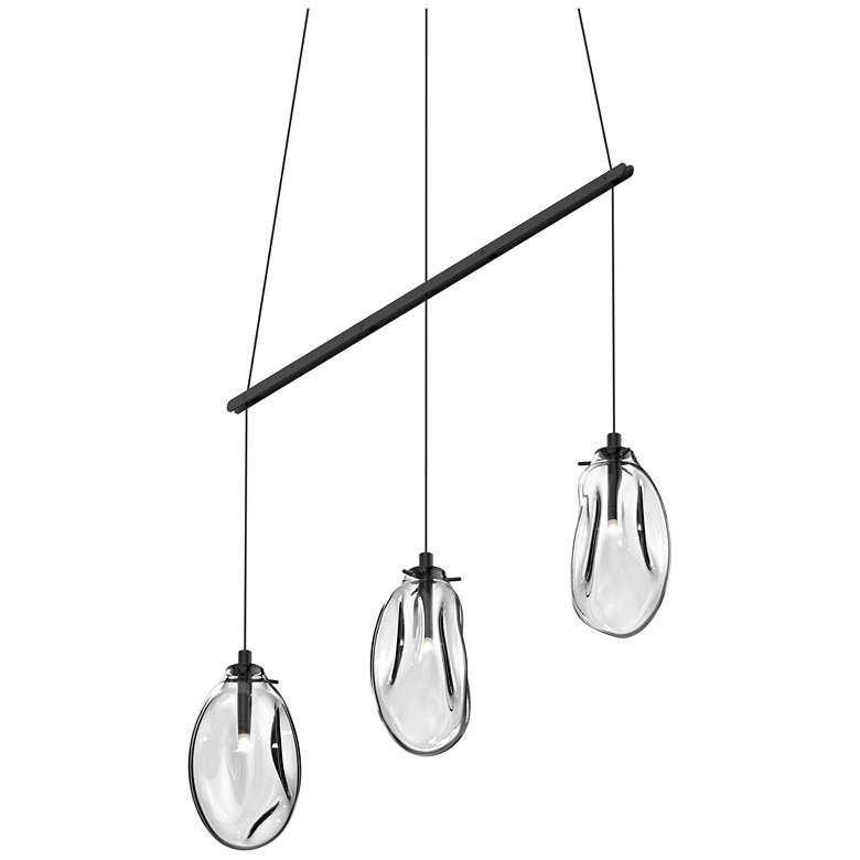 Image 1 Liquid 36.5 inch Wide 3.Light Satin Black Linear Spreader LED Pendant