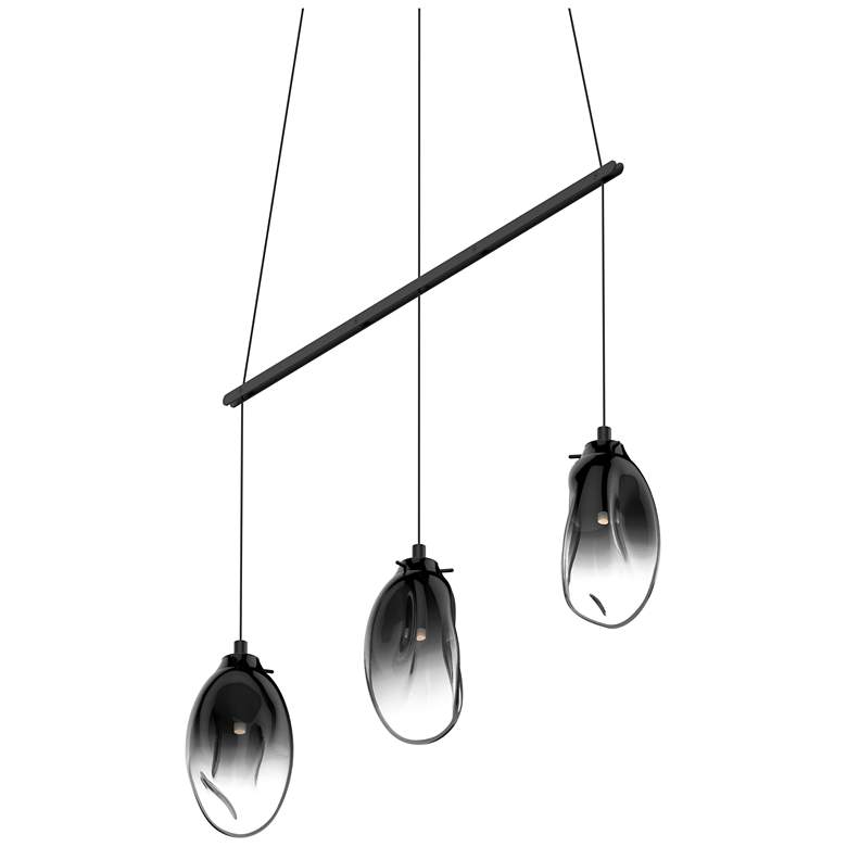 Image 1 Liquid 36.5" Wide 3.Light Satin Black Linear Spreader LED Pendant