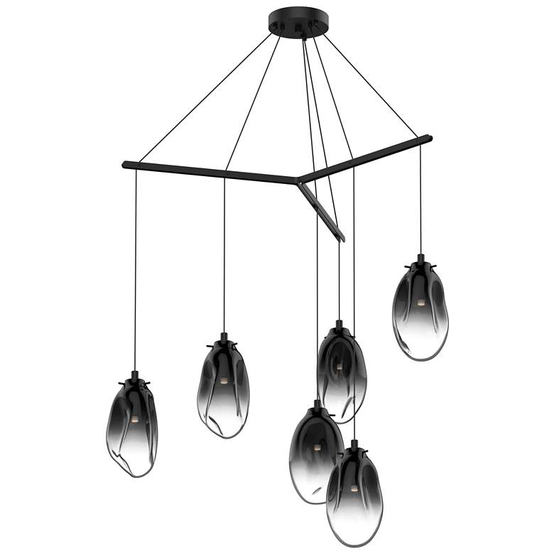Image 1 Liquid 39.25" Wide 6-Light Satin Black Pendant
