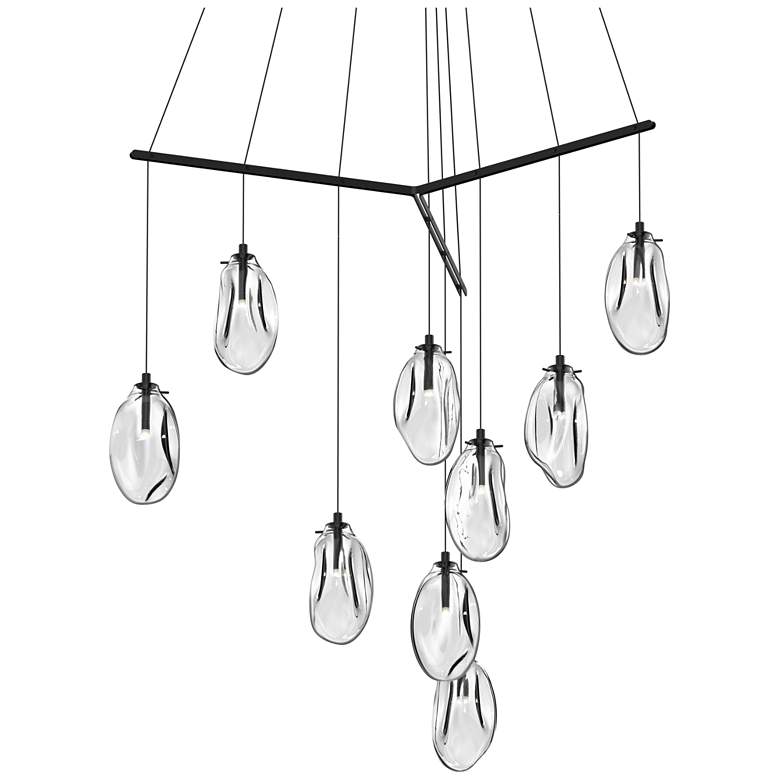 Image 1 Liquid 51" Wide 9-Light Satin Black Pendant