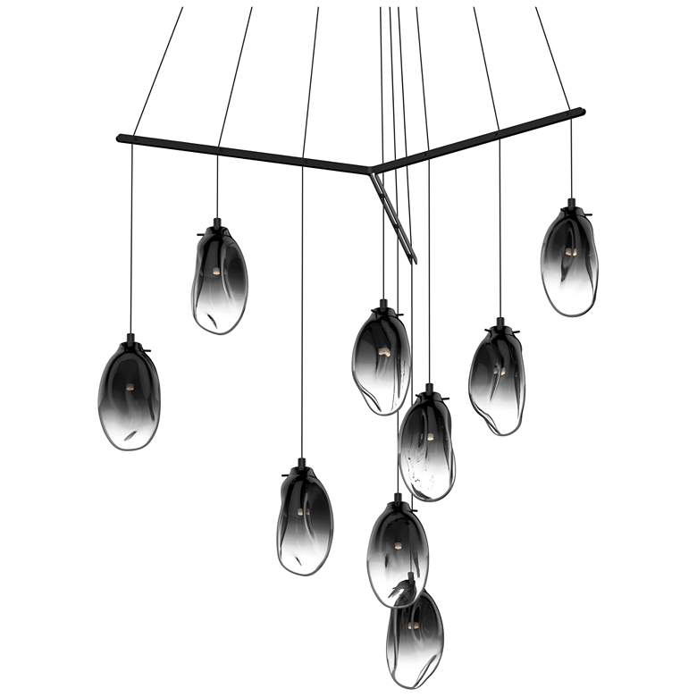 Image 1 Liquid 51" Wide 9-Light Satin Black Pendant