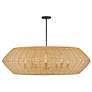 1_Lisa McDennon Luca 60"W Black w/ Woven Drum Shade Chandelier