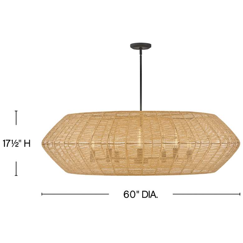 Image 3 Lisa McDennon Luca 60"W Black w/ Woven Drum Shade Chandelier more views